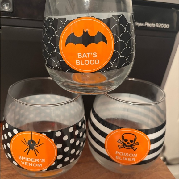 Halloween stemless wineglasses set of 3 - Picture 2 of 6